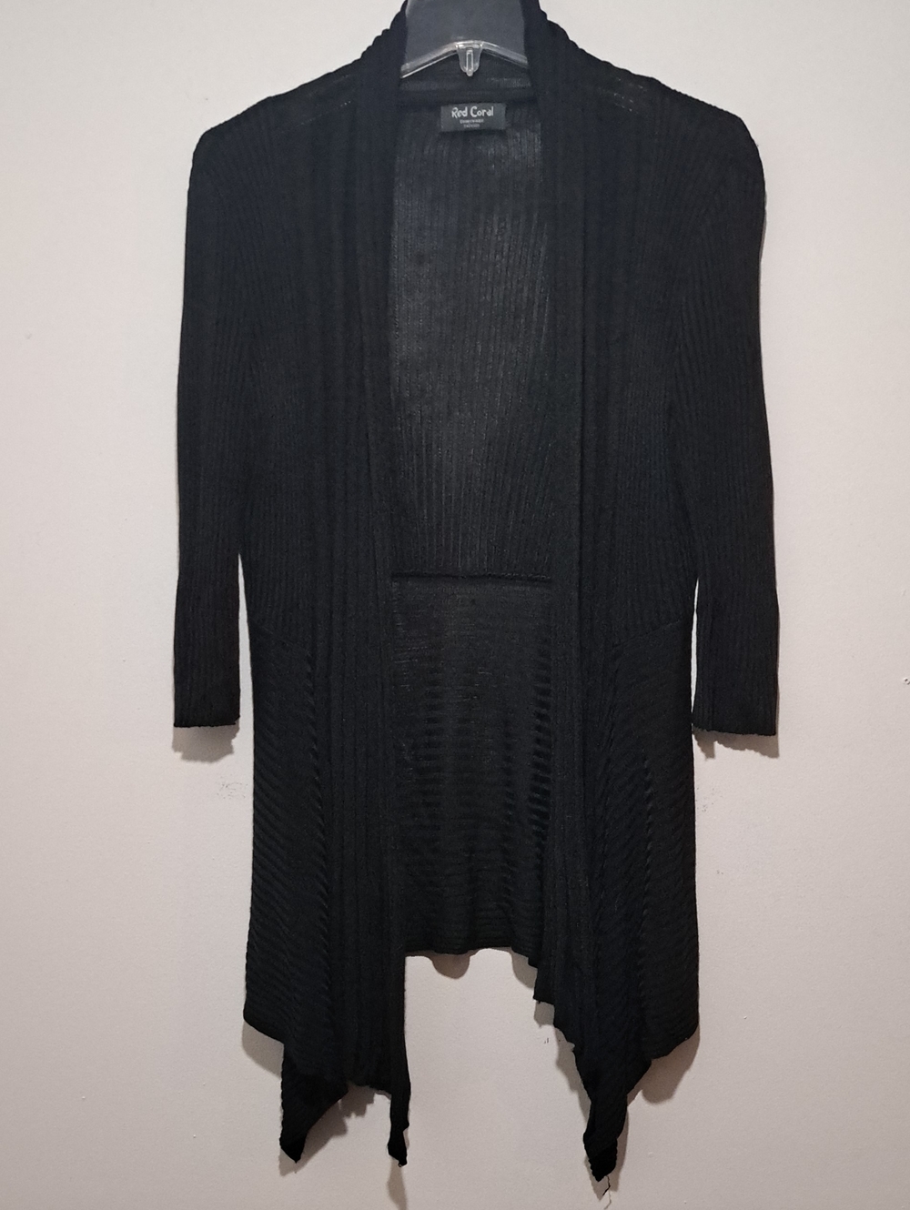 Black Open-Front Draped Cardigan Sweater Witchy. Whimsigoth.